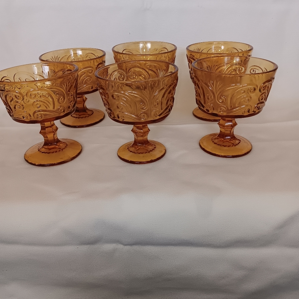 Amber Glass Goblet Set